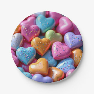 Colorful Candy Love Hearts ペーパープレート