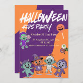 Colorful Candy Monsters Kids Halloween Invite 招待状 (正面/裏面)