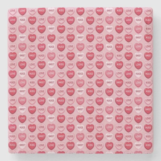 colorful candy Valentine's day heart pattern ストーンコースター (正面)