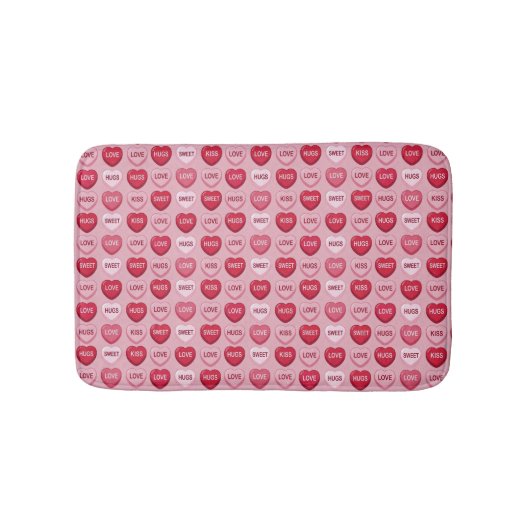 colorful candy Valentine's day heart pattern バスマット (正面)