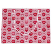 colorful candy Valentine's day heart pattern ラージペーパーバッグ (正面)