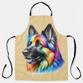 Colorful Canine Chef Artistic Rainbow Dog  エプロン