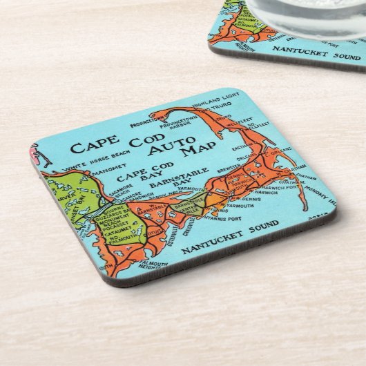 Colorful Cape Cod Map  コースター (左側)