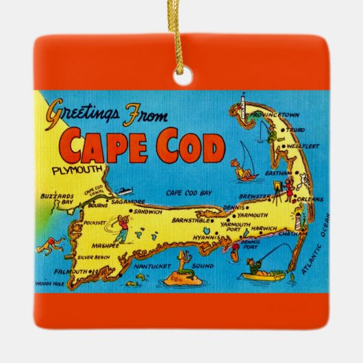 Colorful Cape cod Map Ornament セラミックオーナメント (正面)