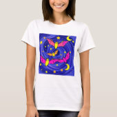 Colorful Cartoon Bat Cute Halloween Starry Night Tシャツ (正面)