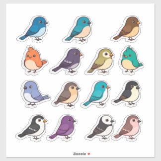 Colorful Cartoon Bird Sticker Set シール