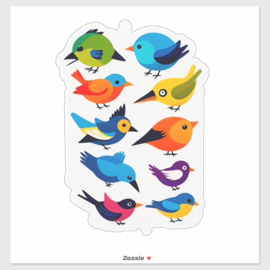 Colorful Cartoon Bird Sticker Set シール (シート)