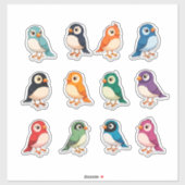 Colorful Cartoon Bird Sticker Set シール (シート)
