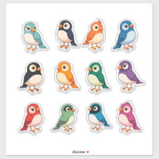 Colorful Cartoon Bird Sticker Set シール