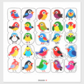 Colorful Cartoon Bird Sticker Set シール (シート)