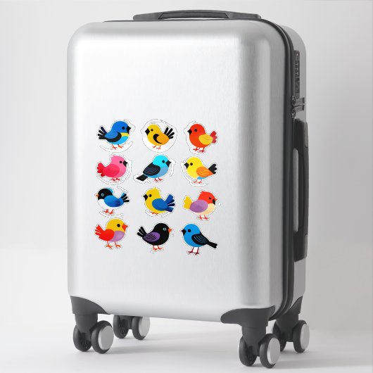 Colorful Cartoon Bird Sticker Set シール (スーツケース)