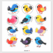Colorful Cartoon Bird Sticker Set シール (シート)