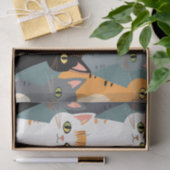 Colorful Cartoon Cat Crowd Pattern 薄葉紙 (ギフト)