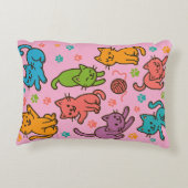 Colorful Cartoon Cat Pattern Throw Pillow – Pink  アクセントクッション (裏面)