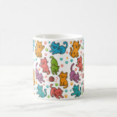 Colorful Cartoon Cats Pattern Mug – Cute Cat Lover コーヒーマグカップ (中央)