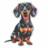 Colorful Cartoon Dachshund シール (正面)