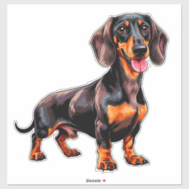 Colorful Cartoon Dachshund シール