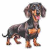Colorful Cartoon Dachshund シール (正面)