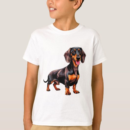 Colorful Cartoon Dachshund Tシャツ (正面)