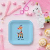 Colorful Cartoon Giraffe Template ペーパープレート (パーティー)