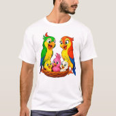 colorful cartoon illustration of two adult parrots tシャツ (正面)