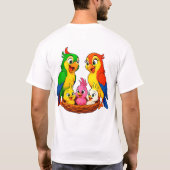 colorful cartoon illustration of two adult parrots tシャツ (裏面)