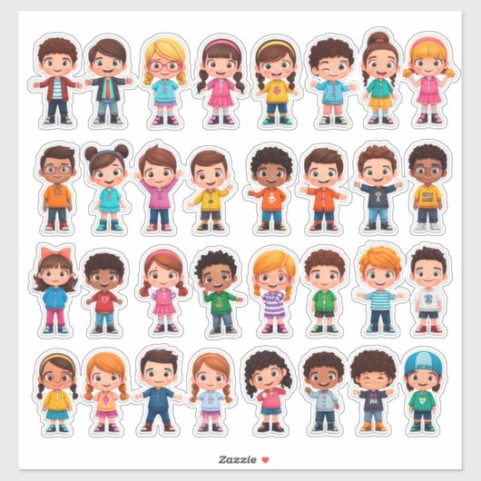 Colorful Cartoon Kids Stickers シール (シート)