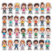 Colorful Cartoon Kids Stickers シール (正面)