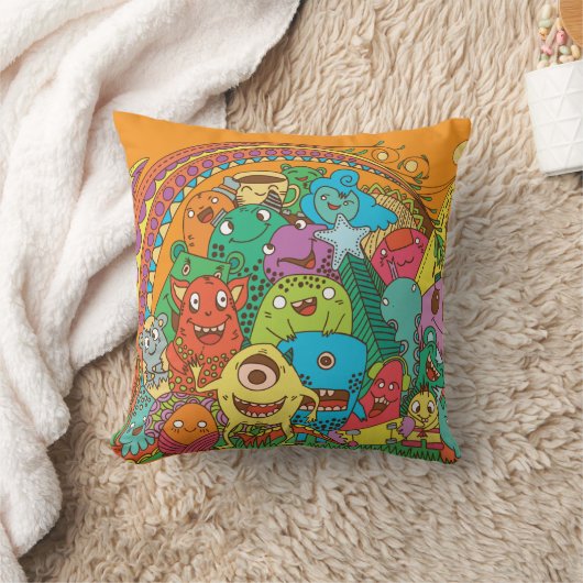 Colorful Cartoon Monster クッション (ブランケット)