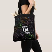 Colorful Cartoon Pattern Gift熱狂するな猫の女性 トートバッグ (クローズアップ)