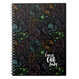 Colorful Cartoon Pattern Gift熱狂するな猫の女性 ノートブック