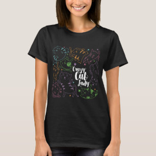 Colorful Cartoon Pattern Gift熱狂するな猫の女性 Tシャツ