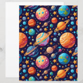 Colorful Cartoon Planets & Galaxy Scrapbook Paper (正面/裏面)
