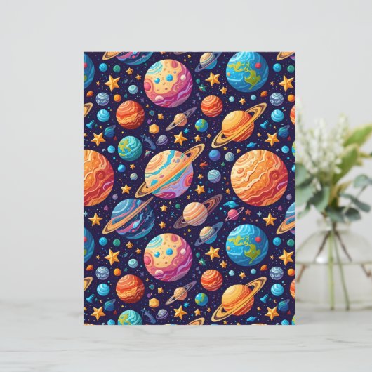 Colorful Cartoon Planets & Galaxy Scrapbook Paper (スタンド正面)