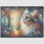 Colorful Cat Among Blossoms Artistic Decoupage 薄葉紙 (正面)