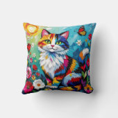 Colorful Cat and Butterfly クッション (裏面)