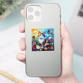 Colorful Cat and Butterfly   シール (スマートフォン)