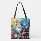 Colorful Cat and Butterfly トートバッグ (裏面)