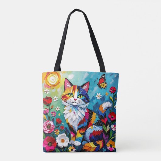 Colorful Cat and Butterfly トートバッグ (裏面)