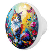 Colorful Cat and Flowers セラミックノブ (右)