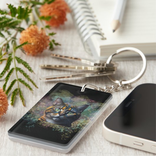 Colorful Cat Art Design キーホルダー (正面右)