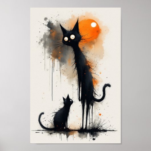 Colorful cat Art Poster ポスター (正面)
