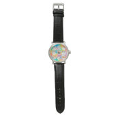 Colorful Cat Faces Wrist Watch Fun Pet Style 腕時計 (フラット)