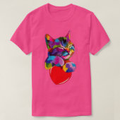 Colorful Cat Hugging Heart  Tシャツ (デザイン正面)