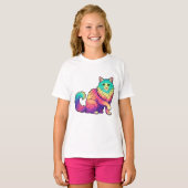 Colorful cat Long Hair cat Lover Tシャツ (正面フル)