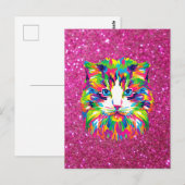Colorful cat on sparkling background ポストカード (正面/裏面)