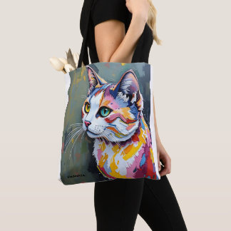 Colorful Cat Portrait トートバッグ