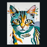 Colorful Cat Symphony ポスター<br><div class="desc">A portrait of a unique cat in vivid colors. The stylish design and bold use of color attracts the viewer's attention. It will create a modern and artistic space when displayed in a room. It is also recommended as a gift for cat lovers.</div>