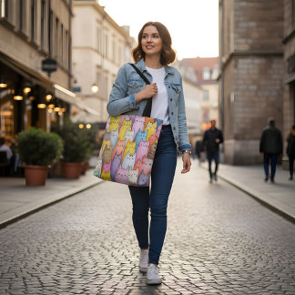 Colorful Cat Tote Bag with Playful Design トートバッグ