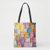 Colorful Cat Tote Bag with Playful Design トートバッグ (正面)